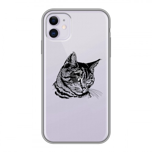 Полупрозрачный дизайнерский силиконовый чехол для Iphone 11 Прозрачные кошки