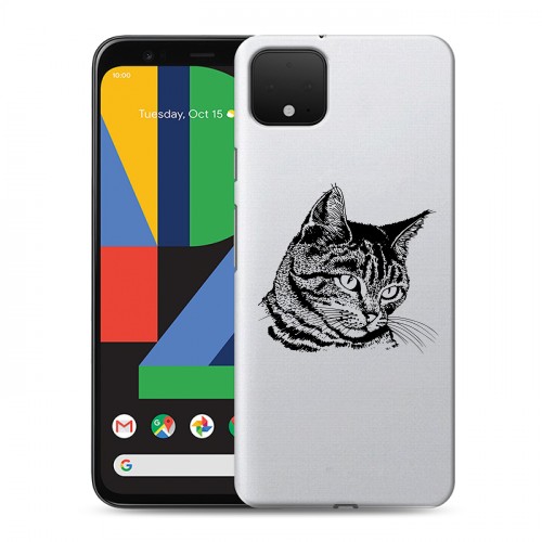 Полупрозрачный дизайнерский пластиковый чехол для Google Pixel 4 XL Прозрачные кошки
