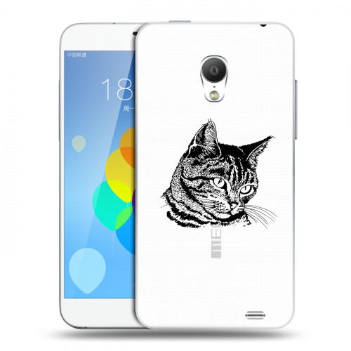 Полупрозрачный дизайнерский силиконовый чехол для  Meizu MX3 Прозрачные кошки