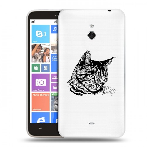 Полупрозрачный дизайнерский пластиковый чехол для Nokia Lumia 1320 Прозрачные кошки