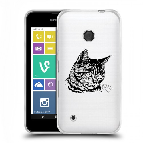 Полупрозрачный дизайнерский пластиковый чехол для Nokia Lumia 530 Прозрачные кошки