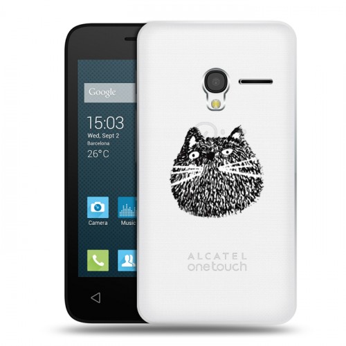 Полупрозрачный дизайнерский пластиковый чехол для Alcatel One Touch Pixi 3 (4.0) Прозрачные кошки