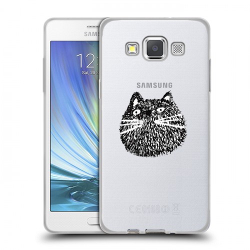Полупрозрачный дизайнерский пластиковый чехол для Samsung Galaxy A5 Прозрачные кошки