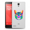 Полупрозрачный дизайнерский пластиковый чехол для Xiaomi RedMi Note Прозрачные кошки