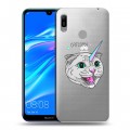 Полупрозрачный дизайнерский пластиковый чехол для Huawei Y6 (2019) Прозрачные кошки