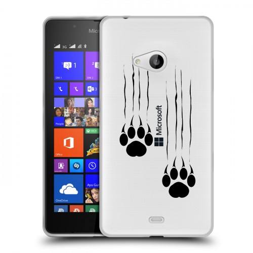 Полупрозрачный дизайнерский пластиковый чехол для Microsoft Lumia 540 Прозрачные кошки