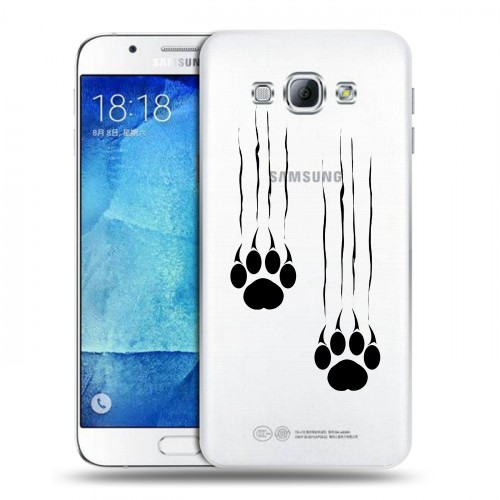 Полупрозрачный дизайнерский пластиковый чехол для Samsung Galaxy A8 Прозрачные кошки
