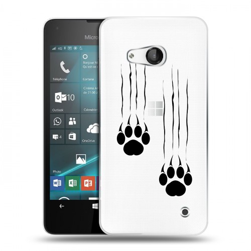 Полупрозрачный дизайнерский пластиковый чехол для Microsoft Lumia 550 Прозрачные кошки