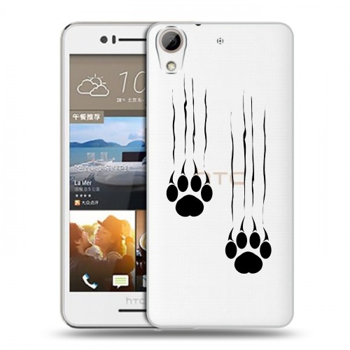 Полупрозрачный дизайнерский пластиковый чехол для HTC Desire 728 Прозрачные кошки