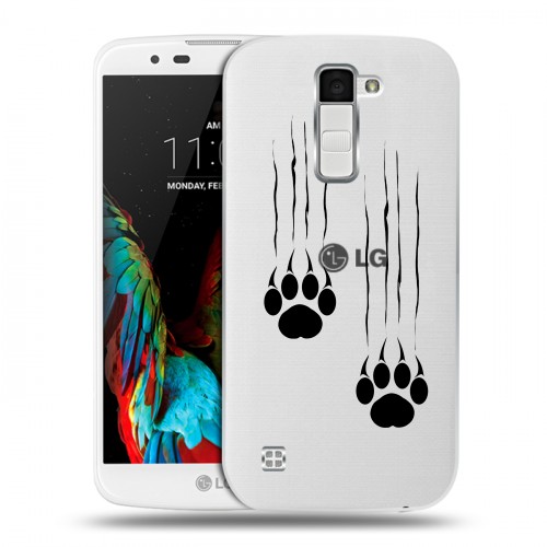 Полупрозрачный дизайнерский пластиковый чехол для LG K10 Прозрачные кошки