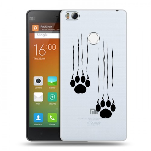 Полупрозрачный дизайнерский силиконовый чехол для Xiaomi Mi4S Прозрачные кошки