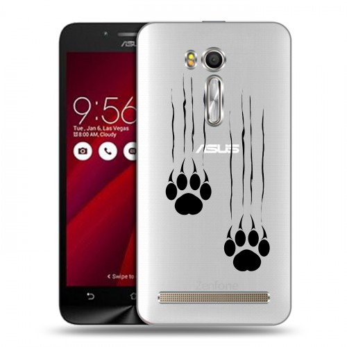 Полупрозрачный дизайнерский пластиковый чехол для ASUS Zenfone Go 5.5 Прозрачные кошки