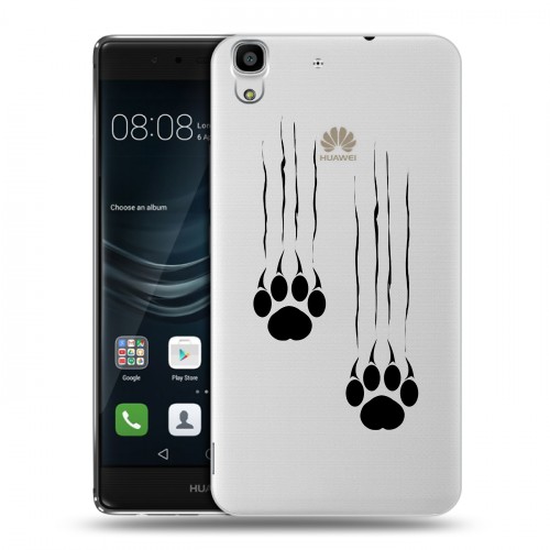 Полупрозрачный дизайнерский пластиковый чехол для Huawei Y6II Прозрачные кошки