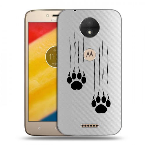 Полупрозрачный дизайнерский пластиковый чехол для Motorola Moto C Прозрачные кошки