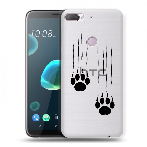 Полупрозрачный дизайнерский силиконовый чехол для HTC Desire 12 Plus Прозрачные кошки