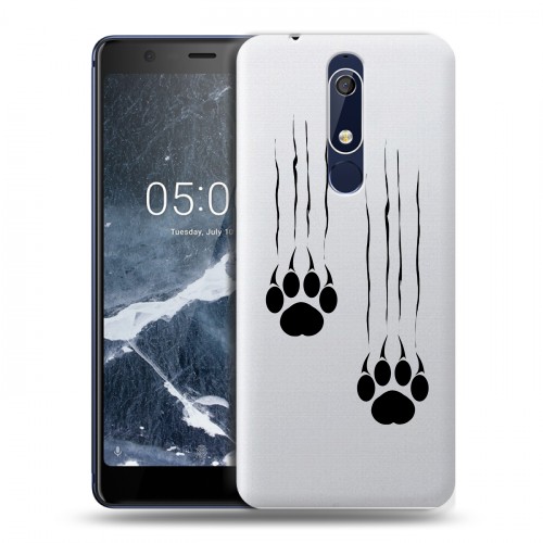 Полупрозрачный дизайнерский пластиковый чехол для Nokia 5.1 Прозрачные кошки