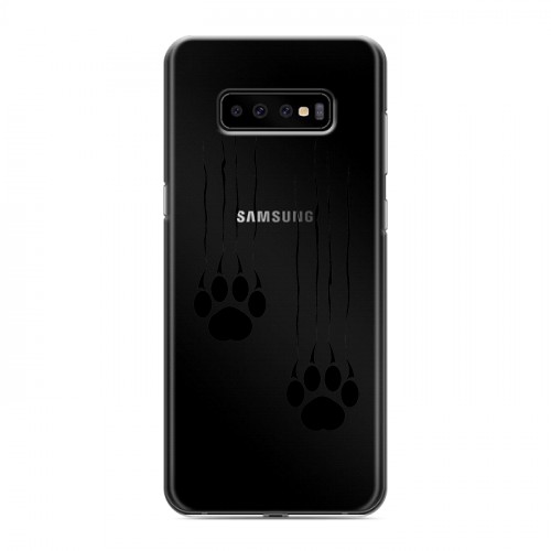 Полупрозрачный дизайнерский пластиковый чехол для Samsung Galaxy S10 Plus Прозрачные кошки