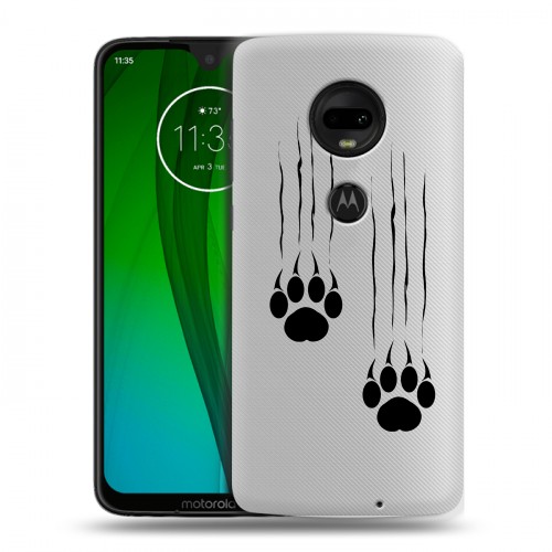 Полупрозрачный дизайнерский пластиковый чехол для Motorola Moto G7 Прозрачные кошки