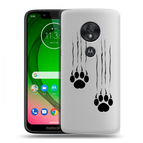 Полупрозрачный дизайнерский пластиковый чехол для Motorola Moto G7 Play Прозрачные кошки