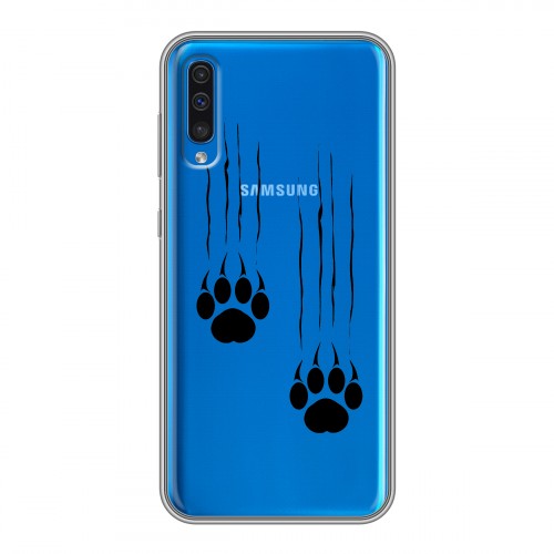 Полупрозрачный дизайнерский силиконовый с усиленными углами чехол для Samsung Galaxy A50 Прозрачные кошки