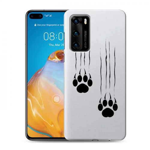 Полупрозрачный дизайнерский силиконовый с усиленными углами чехол для Huawei P40 Прозрачные кошки