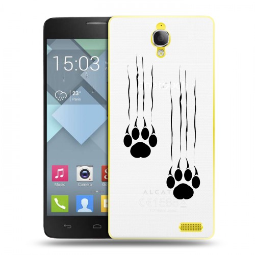 Полупрозрачный дизайнерский пластиковый чехол для Alcatel One Touch Idol X Прозрачные кошки