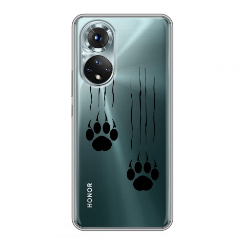 Полупрозрачный дизайнерский пластиковый чехол для Huawei Honor 50 Прозрачные кошки