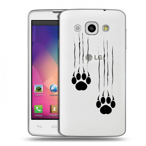Полупрозрачный дизайнерский пластиковый чехол для LG L60 Прозрачные кошки