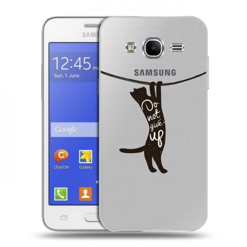 Полупрозрачный дизайнерский силиконовый чехол для Samsung Galaxy J7 Прозрачные кошки