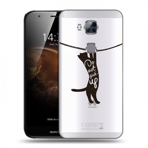 Полупрозрачный дизайнерский силиконовый чехол для Huawei G8 Прозрачные кошки