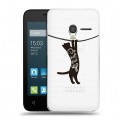 Полупрозрачный дизайнерский пластиковый чехол для Alcatel One Touch Pixi 3 (4.5) Прозрачные кошки