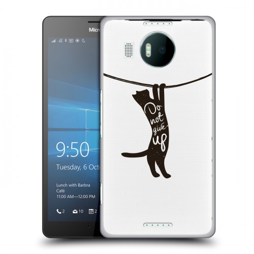 Полупрозрачный дизайнерский пластиковый чехол для Microsoft Lumia 950 XL Прозрачные кошки