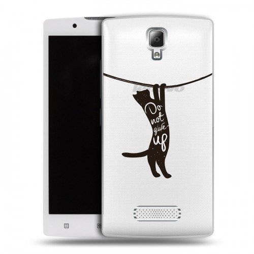 Полупрозрачный дизайнерский пластиковый чехол для Lenovo A2010 Прозрачные кошки