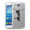 Полупрозрачный дизайнерский пластиковый чехол для Samsung Galaxy Premier Прозрачные кошки