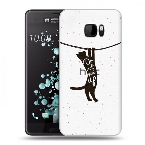 Полупрозрачный дизайнерский пластиковый чехол для HTC U Ultra Прозрачные кошки