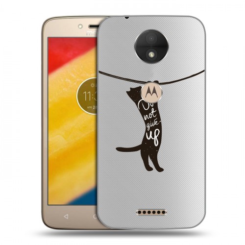 Полупрозрачный дизайнерский силиконовый чехол для Motorola Moto C Прозрачные кошки