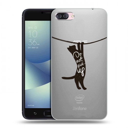 Полупрозрачный дизайнерский пластиковый чехол для Asus ZenFone 4 Max Прозрачные кошки