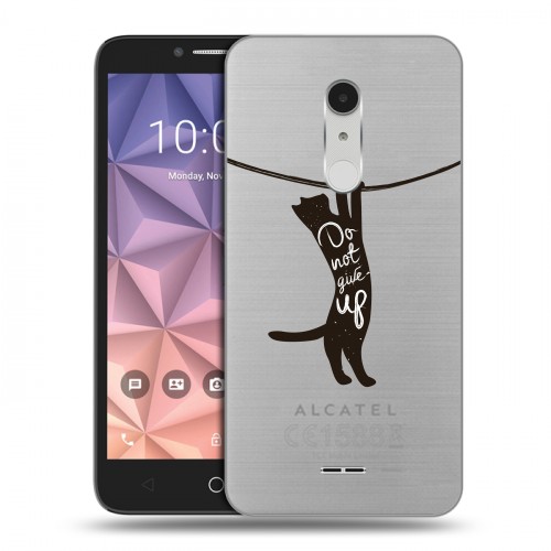 Полупрозрачный дизайнерский пластиковый чехол для Alcatel A3 XL Прозрачные кошки