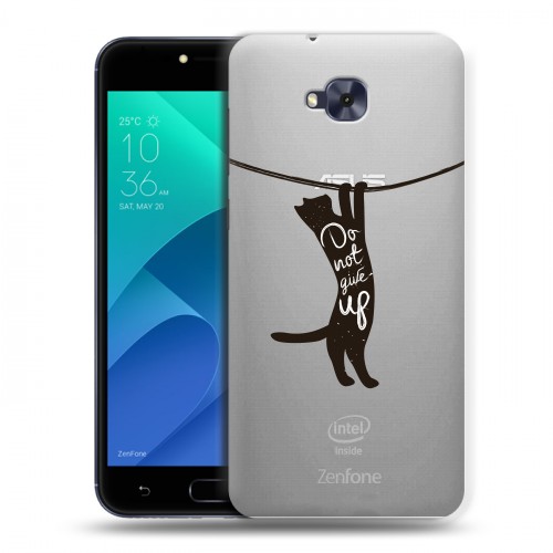 Полупрозрачный дизайнерский пластиковый чехол для ASUS ZenFone 4 Selfie Прозрачные кошки