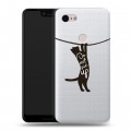 Полупрозрачный дизайнерский силиконовый чехол для Google Pixel 3 XL Прозрачные кошки