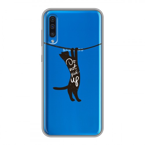 Полупрозрачный дизайнерский силиконовый с усиленными углами чехол для Samsung Galaxy A50 Прозрачные кошки