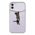 Полупрозрачный дизайнерский пластиковый чехол для Iphone 11 Прозрачные кошки