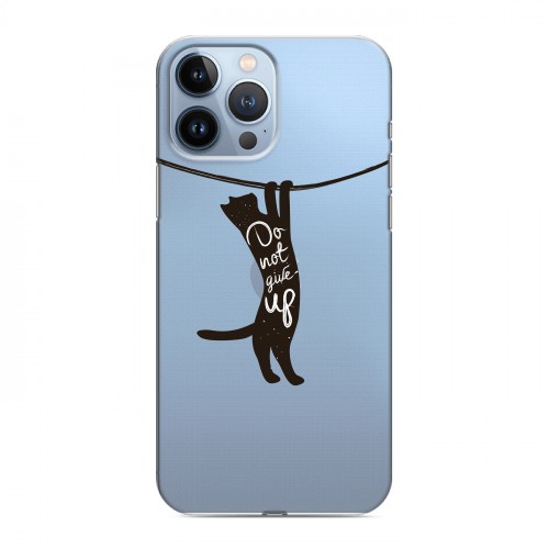 Полупрозрачный дизайнерский силиконовый чехол для Iphone 13 Pro Max Прозрачные кошки