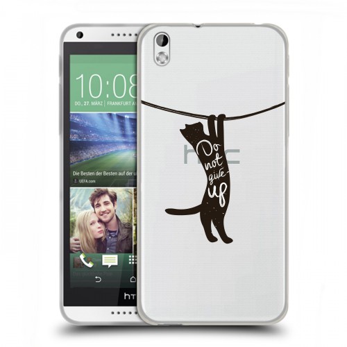 Полупрозрачный дизайнерский пластиковый чехол для HTC Desire 816 Прозрачные кошки