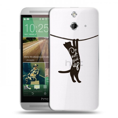 Полупрозрачный дизайнерский пластиковый чехол для HTC One E8 Прозрачные кошки