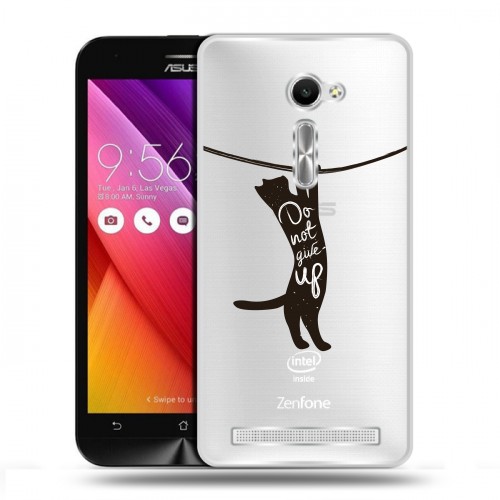 Полупрозрачный дизайнерский пластиковый чехол для Asus Zenfone 2 5 Прозрачные кошки