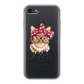 Полупрозрачный дизайнерский силиконовый чехол для Iphone 7 Прозрачные кошки