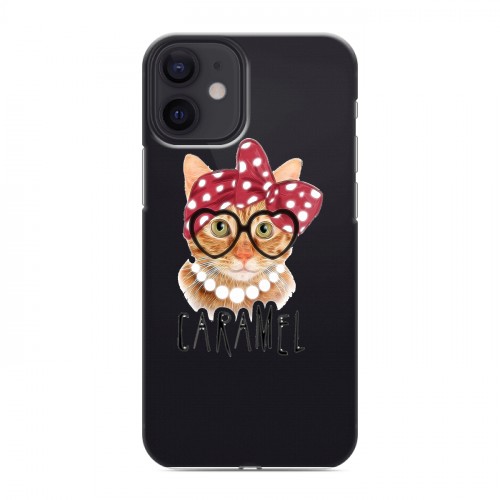 Полупрозрачный дизайнерский пластиковый чехол для Iphone 12 Mini Прозрачные кошки