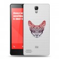 Полупрозрачный дизайнерский пластиковый чехол для Xiaomi RedMi Note Прозрачные кошки