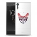 Полупрозрачный дизайнерский пластиковый чехол для Sony Xperia XZs Прозрачные кошки